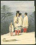 Portrait of Canadian Indians: three adults and a child by Philip J. Bainbrigge [graphic material] 1840.