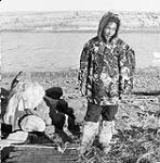 Feather parkas are seldom found in the Arctic but on the Belcher Islands they arte still used. It is believed loon skins are used for this purpose 1949