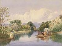 Conestoga Wagon on a Barge, Crossing A River ca. 1875