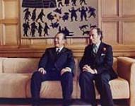 Kakuei Tanaka and Prime Minister Trudeau in the Prime Minister's office 23-26 Sept. 1974.