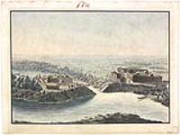Vue des deux forts de la Compagnie construits dans la prairie plate à Pembina, sur la rivière Rouge, et surpris par les Indiens à la tombée de la nuit, le 25 mai1822 1822