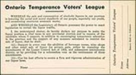 Ontario Temperance Voter's League n.d.