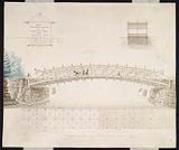 Plan, Elevation and Section of the Truss Bridge over the Chaudiere Falls, Ottawa River after 1827, before 1848