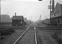 Diamond of C.N. Newmarket Sub. and C.P. North Toronto Freight Line near C. G.E. Co. Plant, Davenport Rd. & Lansdowne Ave 15 June 1923.