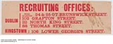 Recruiting Offices in Dublin and Kingstown 1914-1918