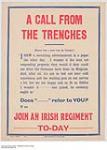 A Call from the Trenches, Join an Irish Regiment Today 1915 ?