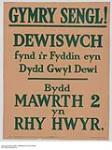 Gymry Sengl! Dewiswch Fynd I'r Fyddin Cyn Dydd Gwyl Dewi 1914-1918