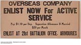 Overseas Company, Enlist Now for Active Service 1914-1918