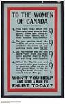 To the Women of Canada, Enlist Today 1914-1918