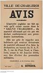 Ville de Charleroi, Avis, 21 Janvier 1919 1919