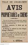 Ville de Charleroi, Avis aux Propriétaires de Chiens, 26 Novembre 1917 1917
