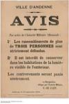 Ville D'Andenne, Avis par Ordre de l'Autorité Militaire Allemande, 12 Septembre 1914 1914