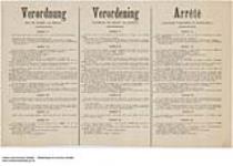 Arrêté concernant l'Exportation de Marchandises / Verordening Betreffende Den Vitvoer Van Goederen / Verordnung Uber Die Ausfuhr Von Gutern 1914-1918