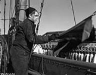 [Sailor handling signal flags] [1939-1945].