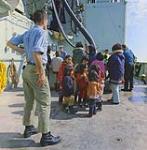 [Inuit children aboard ship] [1970]
