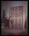 Queen Elizabeth and Princess Margaret Standing beside a Tapestry