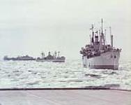 US convoy in Ice showing USS VERMILION - DEW Line Project 1955