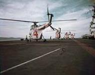Sikorsky HO4S-3 Helicopters line up on HMCS BONAVENTURE [ca. 1957-1965]