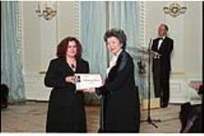 [Reporter Anne Rees accepts 1999 Michener Citation of Merit award from Governor General Adrienne Clarkson on behalf of The Province, Vancouver] April 10, 2000.