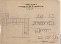 Esquimalt Defences. Two gun & one gun batteries, Rodd Hill. Proposed accomodation of garrison. Detail plan. Traced by A.J. Dresser, 6.1.97. H.H. Muirhead, Major R.E. 5.1.97. [architectural drawing] 1897