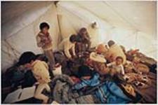 I lived with Paulosie and his family in this tent for over four months in the summer of 1976. My only privacy was when I closed my eyes. 
Kangilujak, Steensby Inlet, North Baffin Island, 1976. 1976.