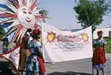 Islands in the Sun banner, Caripeg Carnival Parade 12 August 1989
