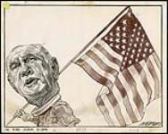 Portrait of Senator John Glenn with American Flag 17 June 1985