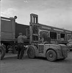 Hyster forklift truck operator, Steinbach, Manitoba June 1956.