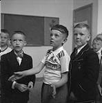 Children attending sunday school at the Evangelical Mennonite Brethren Church, Steinbach, Manitoba June 1, 1956.