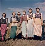 Group of Hutterite girls (Christina Gross, second from the right), Headingley, Manitoba August 5, 1954.