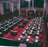 The Senate of Canada sitting in the red chamber. Ottawa, Ontario 1961