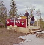 Prime Minister John G. Diefenbaker at the official opening of Inuvik, N.W.T., July 21, 1961. 21 juillet 1961.