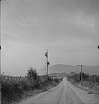 Gaspé, 1951, hommes qui travaillent sur un poteau électrique 1951