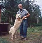 "Caribou Bill" and his dog. Northern Manitoba [ca 1955-1963]