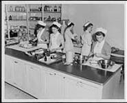 From left to right: Professional student nurse, intern, registered nurse, and Miss. G. Froese, a certified nursing aide. Edmonton. Nurses and Nursing. Department of Citizenship and Immigration, Information Division [between 1930-1960]