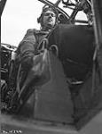 Flight Sgt. C.R. Ryerse, of Port Dover, Ontario, at the controls of a Blenheim at an Operational Training Unit [OTU] in England 28 March 1943.