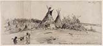 [First Nations Tipis or Wigwams at Little Touchwood, Hudson Bay Company Store]. Original title: Indian Tepees or Wigwams at Little Touchwood, Hudson Bay Company Store 20 August 1881