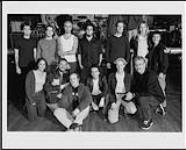 La direction de la Région du Centre de Sony Music Canada rencontre les artistes du groupe Finger Eleven, de chez Wind up Records, lors d'une présentation à Toronto [between 1997-1998].