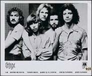 Publicity portrait of Styx - (left to right) Dennis De Young, Tommy Shaw, James 'J.Y.' Young, Chuck Panozzo, John Panozzo [entre 1975-1983].