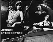 Press portrait of Jenson Interceptor next to a grand piano [entre 1979-1981].