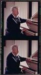 Contact sheet, Sir Ernest MacMillan seated at a white Heinzman piano [ca 1968].