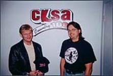 Snap-shot of Randy Martin and Neil Bergen. CKSA Radio. Lloydminister [between 1990-2000]