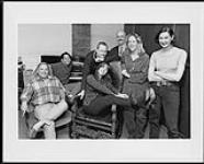 Wendy Lands and partner Jim Gillard met with Warner/Chappell Music Canada Ltd. staff on Friday, May 31, 1996 to sign an exclusive, world-wide co-publishing agreement. From left to right: managers Cliff Hunt and Sander Shalinsky, Gillard, Lands, lawyer Greg Stephens, and Warner/Chappell's Anne-Marie Smith and Beverley McKee 31 mai 1996