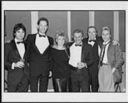 A fiesty Capitol gathering after the Canadian Juno Award Show in Toronto. Left to right: Paul Levesque (Mgr. Luba), Peter Gourley (National Marketing Mgr./CR-EMI), Luba, Don Zimmerman (President - CRI), Dave Evans (President CR-EMI), Peter Marunzak (Luba) décembre 1984