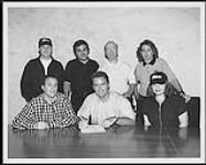Toronto, September, 1997: Sony Music Canada has signed an exclusive deal with Mario Tremblay (MC Mario) for a series of dance compilations. "Dance 2000," the first of eight albums to be released over the next two years on the Sony Music Direct label, will be released September 16. Shown front row left to right: Richard Dermer, MC Mario's manager; MC Mario; Nancy Johnson, Manager, TV Marketing, So septembre 1997