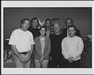 MCA Music Entertainment has acquired distribution rights for the independent release "Sour Pie" by Vancouver-based artist Holly McNarland. Pictured at the MCA offices are (front row, left to right) Brian Hetherman (Director, A&R), Holly McNarland, Ross Reynolds (President), David Erhlich (Holly's manager), and (back row, left to right) Randy Lennox (Senior VP, General Manager), Dale Penner (produ [entre 1995-1996]