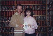 Patti Jannetta presents her single to Don Rodie of CJMR [ca. 1981].