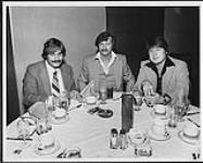 Dennis Matton from the Bud Matton Agency, George Green from the Hogan Agency and Randy Paris have dinner together [between 1969-1979].