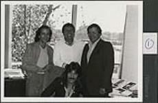 Trooper visiting KY58 radio station - (left to right) Ra McGuire (Trooper), Don Percy Master (host of KY58's The Morning), Alden Diehl (station manager), (seated) Tommy Stewart (Trooper) 1980
