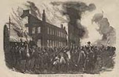 Incendie des chambres d'assemblée à Montréal vers 1849.